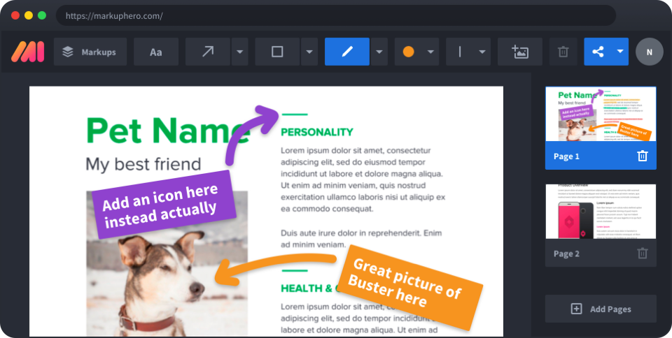 Add drawing, markup & annotations in Markup Hero